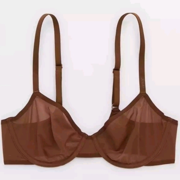 Aerie Smoothez Mesh Unlined Balconette Bra in Brown Size 34B New! - Picture 1 of 6